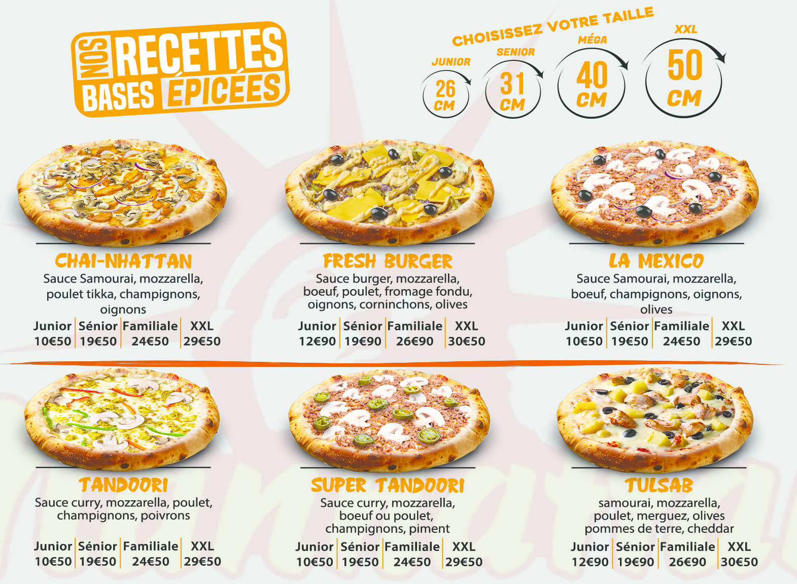 Pizzas base épicés